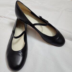 Aqua | Black Leather Mary Jane Flats